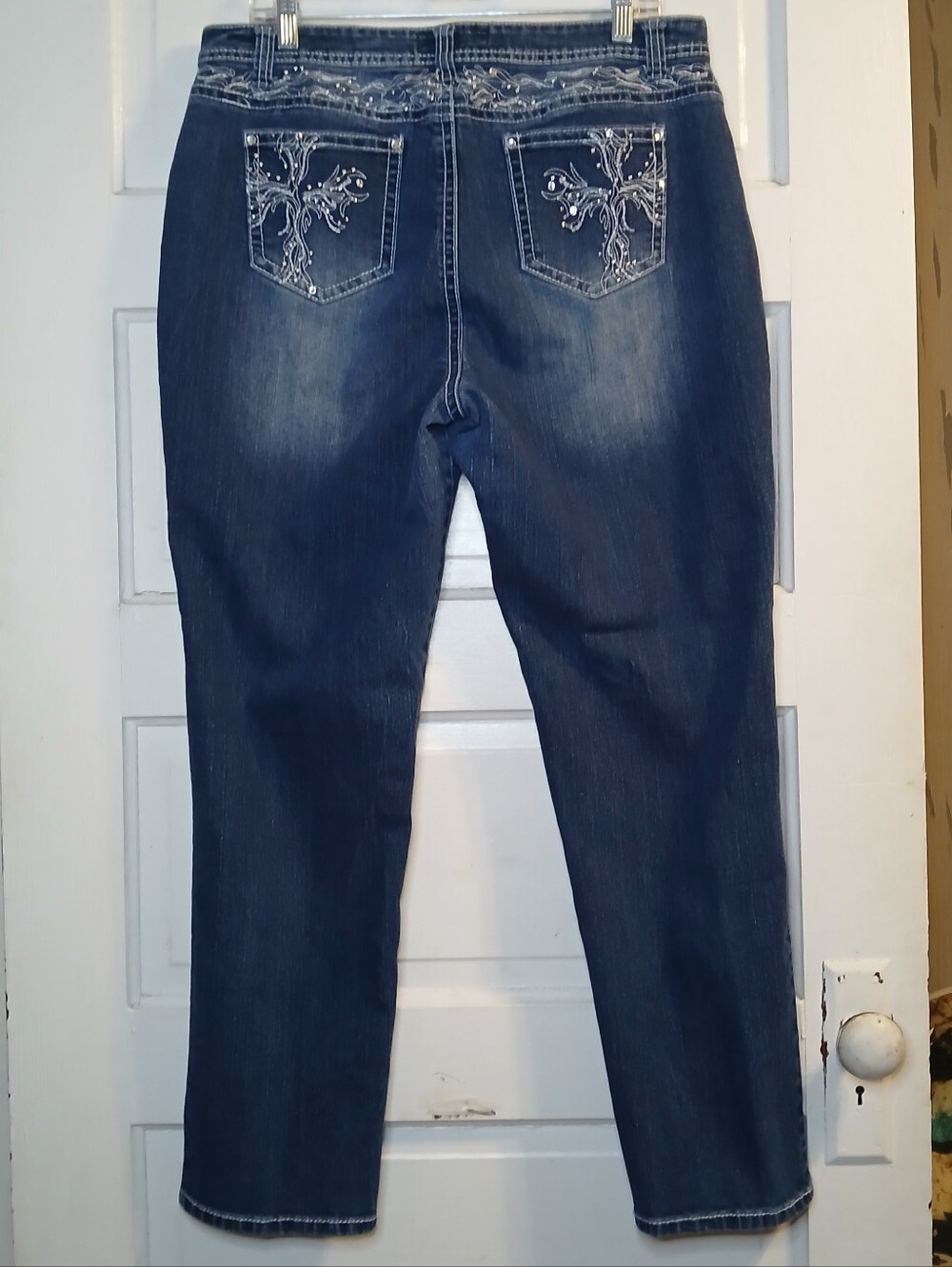 Cato Classic Womens 16 Embellished Jeans Dark Wash Straight Leg Stretch Denim